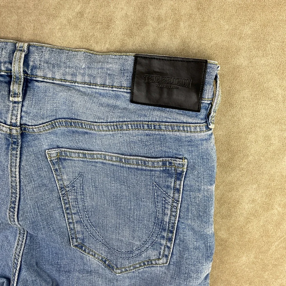 True Religion Rocco Relaxed Skinny Denim Jean Shorts Mens 34 Blue Stretch Jeans